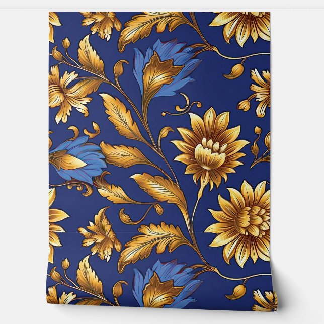 Sapphire Starlit Symphony Botanical Behang (Afrollen)