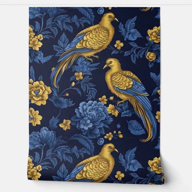 Sapphire Starlit Symphony Botanical Behang (Afrollen)