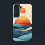 Sapphire Sunset Hills telefoonhoesje Samsung Galaxy Hoesje<br><div class="desc">Een vurige oranje zon ontmoet gelaagde saffierblauwe heuvels,  waardoor een opvallende en moderne natuur scène vol balans ontstaat.</div>