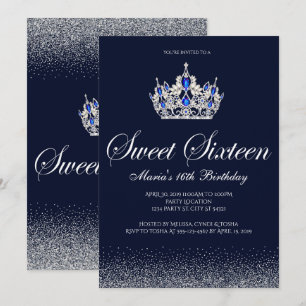Sapphire Sweet 16 Birthday Invitations Kaart