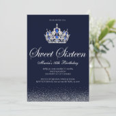 Sapphire Sweet 16 verjaardagsuitnodigingen Kaart (Staand voorkant)