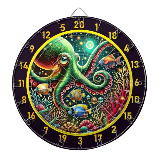 Sapphire Tentacle Octopus Dartboard Dartbord (Voorkant)