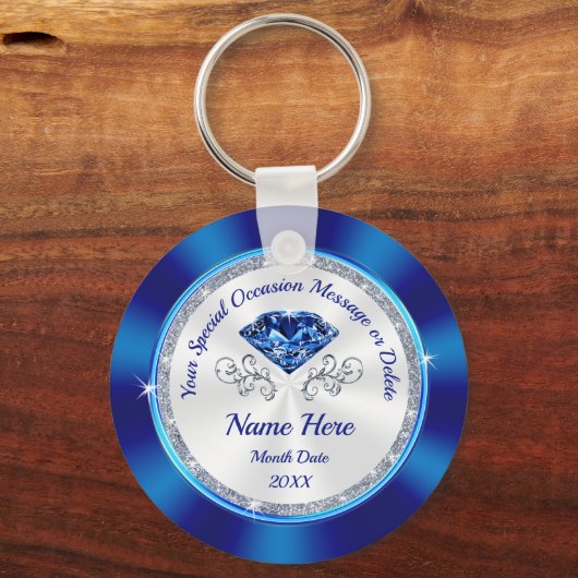 Sapphire themed, Personalized Party Favors, CHEAP Sleutelhanger (Voorkant)
