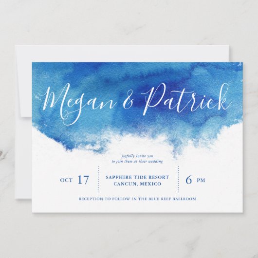 Sapphire Tide bruiloft uitnodiging (Voorkant)
