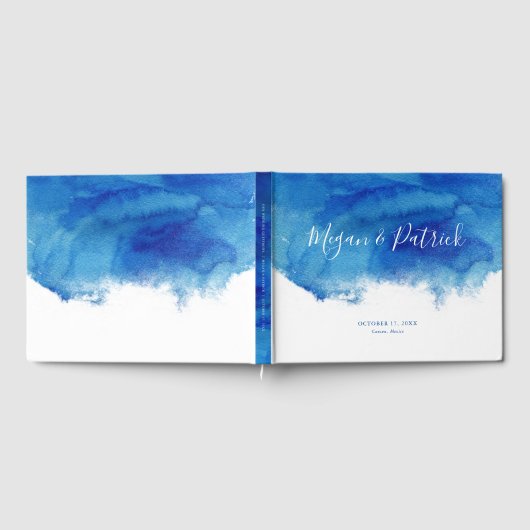 Sapphire Tide Gepersonaliseerde bruiloft Gastenboek (Volledig)