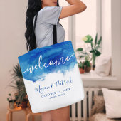 Sapphire Tide Gepersonaliseerde bruiloft Welkom Tote Bag