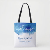 Sapphire Tide Gepersonaliseerde bruiloft Welkom Tote Bag (Voorkant)