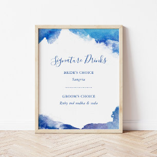 Sapphire Tide Trouwdrankmenu Bord Poster