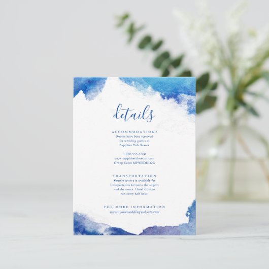 Sapphire Tide Wedding Details invoegen Kaart (Staand voorkant)
