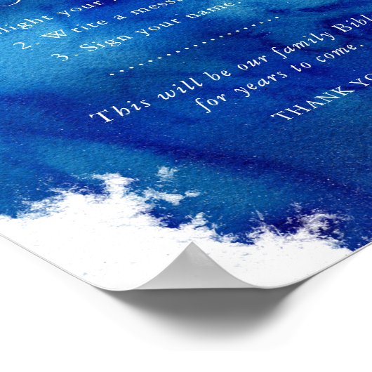 Sapphire Tide Wedding Guestbook - Bijbel Poster (Hoek)