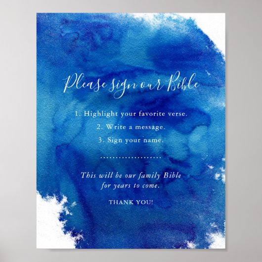 Sapphire Tide Wedding Guestbook - Bijbel Poster (Voorkant)