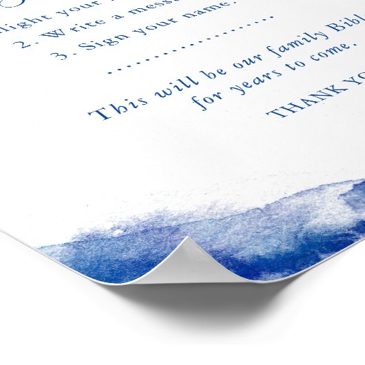 Sapphire Tide Wedding Guestbook - Bijbel Poster (Hoek)