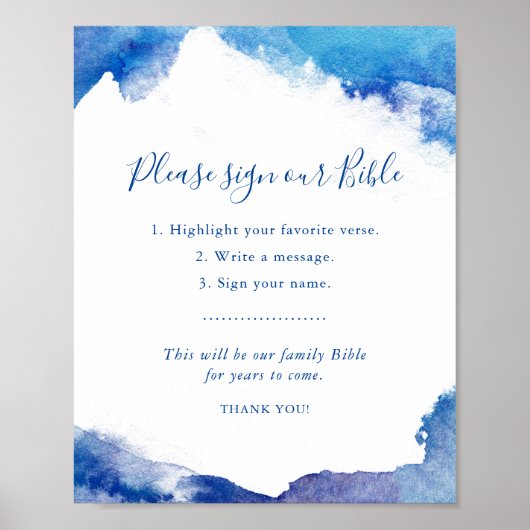 Sapphire Tide Wedding Guestbook - Bijbel Poster (Voorkant)