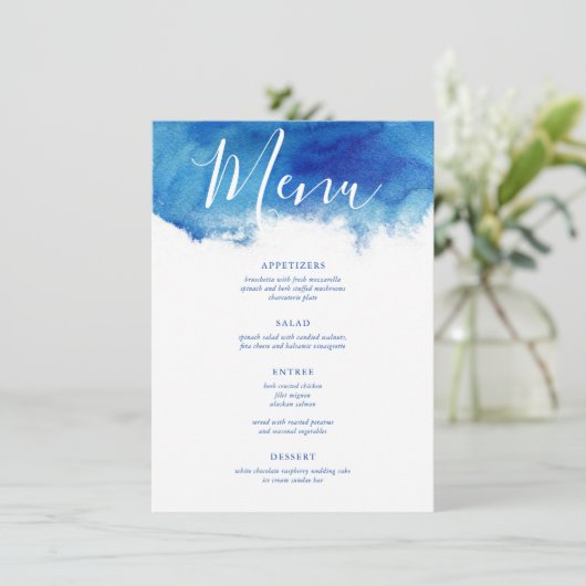 Sapphire Tide Wedding Menu Kaart (Staand voorkant)