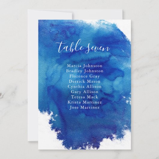 Sapphire Tide Wedding Table Numbers Guest Names (Voorkant)