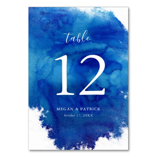 Sapphire Tide Wedding Table Numbers Guest Names Kaart (Voorkant)