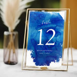 Sapphire Tide Wedding Table Numbers Guest Names Kaart<br><div class="desc">Aangepast gedrukte trouwlijstnummerkaarten met een abstracte blauwe waterverf achtergrond om te coördineren met ons Sapphire Tide collectie. Pas elk nummer aan dat u nodig hebt en voeg elk afzonderlijk toe aan uw winkelwagen om nauwkeurig af te drukken. Gebruik de ontwerphulpmiddelen om de tekstdoopvonten en de kleuren uit te geven of...</div>