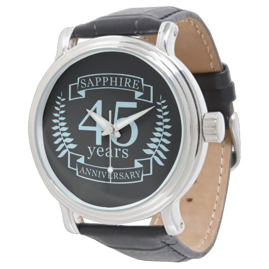 Sapphire Traditional 45th bruiloft Horloge (Gekanteld)