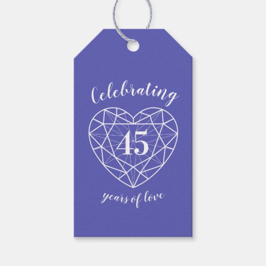 Sapphire trouwdag 45e hart cadeau labels cadeaulabel (Voorkant)