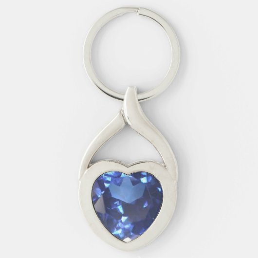 Sapphire Twisted Heart Metal Sleutelhanger (Voorkant)