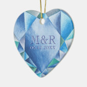 Sapphire Waterverf hart 45e bruiloft Jubileum Keramisch Ornament (Links)