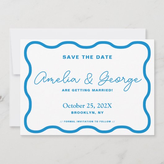 Sapphire Wavy Retro Save The Date (Voorkant)