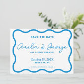 Sapphire Wavy Retro Save The Date (Staand voorkant)