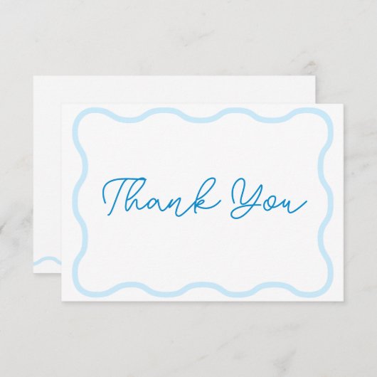 Sapphire Wavy Retro Wedding Bedankkaart (Voorkant / Achterkant)