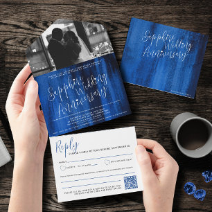 Sapphire Wedding 45th foto QR code optie RSVP All In One Uitnodiging