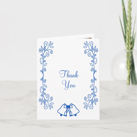 Sapphire Wedding Bedankt Card Bells Scrollwork (Voorkant)