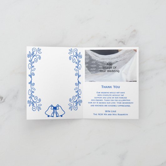 Sapphire Wedding Bedankt Card Bells Scrollwork (Binnen)