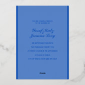 Sapphire Wedding Folie Invitation Uitnodiging (Achterkant)