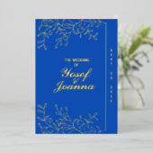 Sapphire Wedding Gold Foil Uitnodiging (Staand Voorkant)