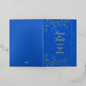 Sapphire Wedding Gold Folie Uitnodiging Fotokaart (Buiten Laag)