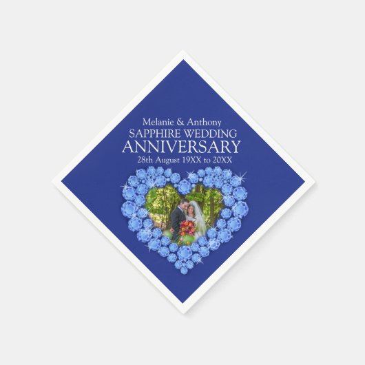 Sapphire Wedding hartfoto en name luiers Servetten (Hoek)