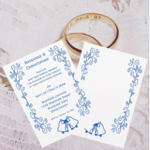 Sapphire Wedding Invitation Bells Scrollwork