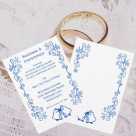 Sapphire Wedding Invitation Bells Scrollwork Kaart