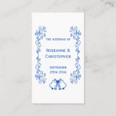 Sapphire Wedding Place Card Bells Scrollwork Plaatskaartje (Achterkant)