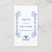 Sapphire Wedding Place Card Bells Scrollwork Plaatskaartje (Voorkant)