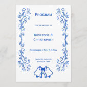 Sapphire Wedding Program Bells Scrollwork Design Programmakaart (Voorkant)