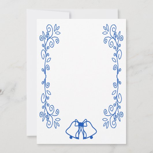 Sapphire Wedding Reception Invitation Bells Kaart (Achterkant)