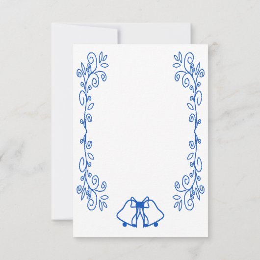 Sapphire Wedding RSVP Kaart Bells Scrollwork (Achterkant)