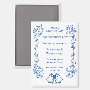 Sapphire Wedding Save The Date Magneet Bells