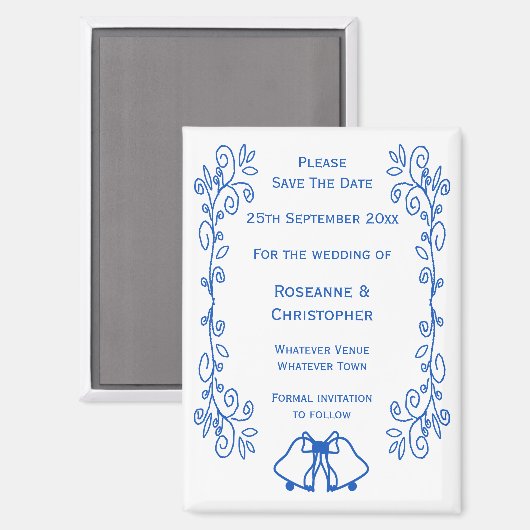 Sapphire Wedding Save The Date Magneet Bells (Voorkant / Achterkant)