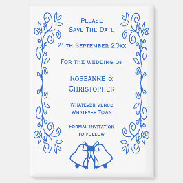 Sapphire Wedding Save The Date Magneet Bells