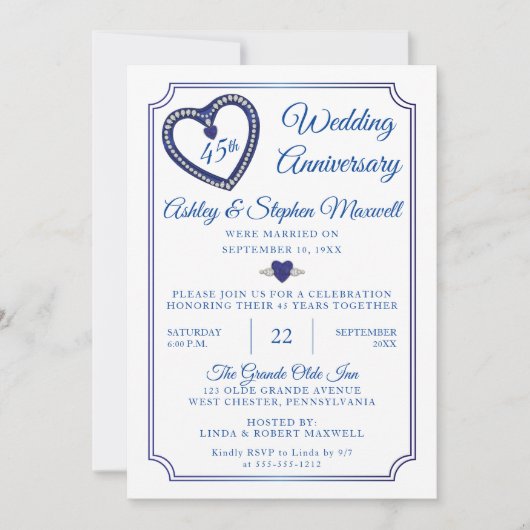 Sapphires Diamonds 45th Verjaardagsfeest Kaart (Voorkant)