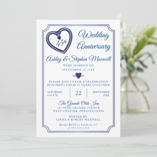 Sapphires Diamonds 45th Verjaardagsfeest Kaart (Staand voorkant)