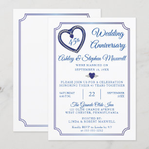 Sapphires Diamonds 45th Wedding Jubileum Party Kaart
