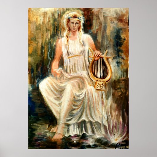 Sappho and her Lydian lyre Poster (Voorkant)
