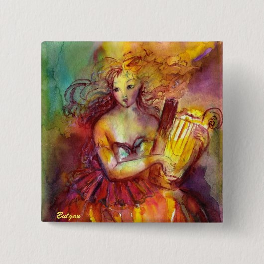 SAPPHO, DANCE, MUZIEK EN POETRY VIERKANTE BUTTON 5,1 CM (Voorkant)